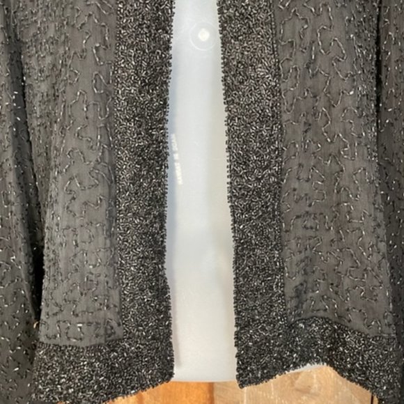 Stenay Black Beaded Evening Cardigan- Size Petite Medium - Picture 3 of 13